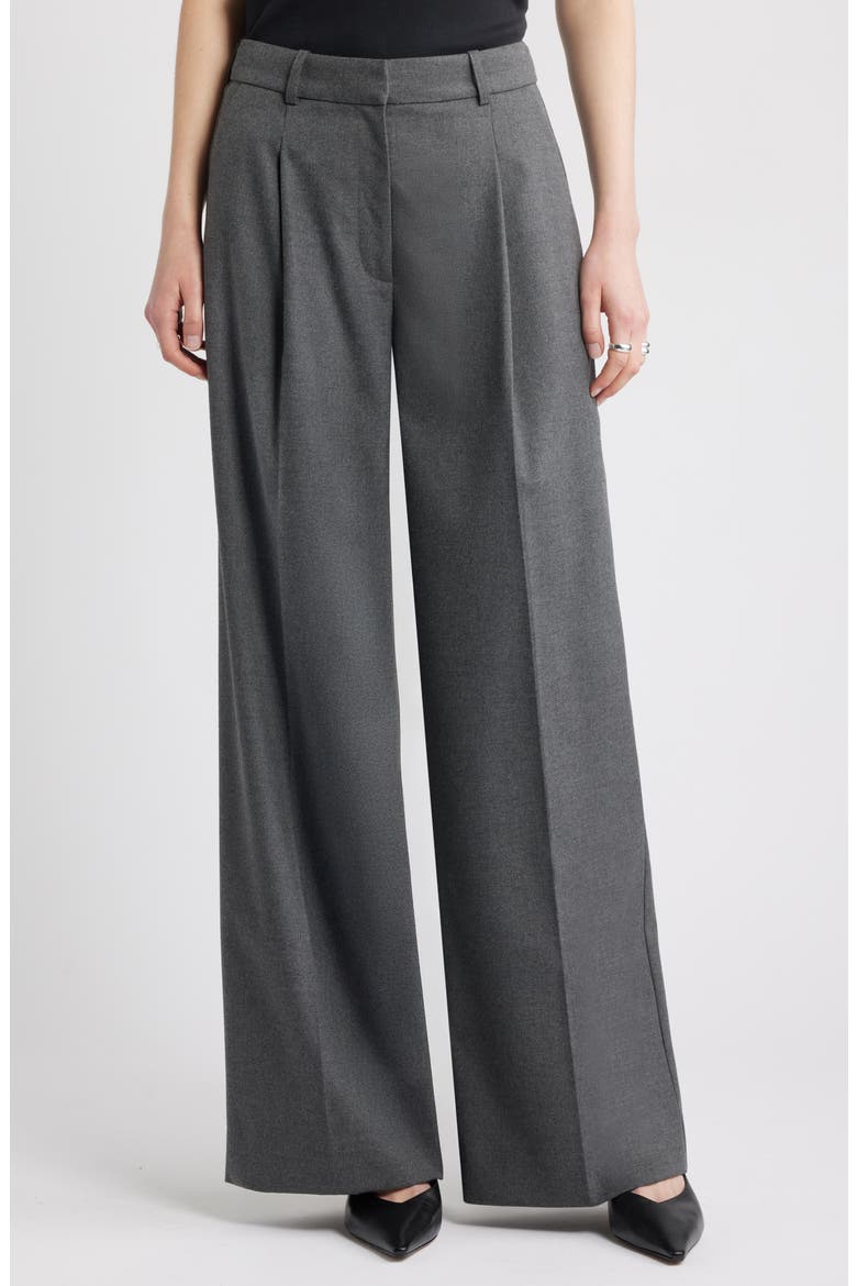 Heathered Wide Leg Pants, Main, color, GREY MEDIUM CHARCOAL HEATHER