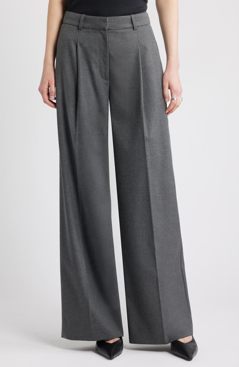 Nordstrom Heathered Wide Leg Pants, Main, color, Grey Medium Charcoal Heather