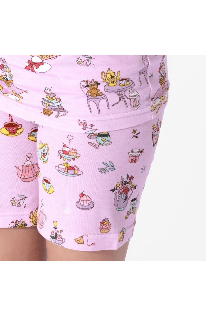 Bellabu Bear Tea Party Kids 2-Piece Short Sleeve & Shorts Pajama Set, Alternate, color, Tea Party