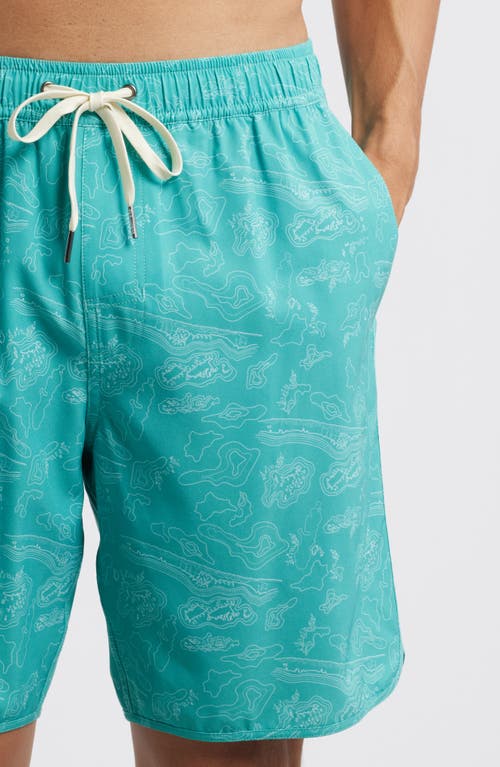 Fair Harbor The Anchor Swim Trunks In Aqua Topographic