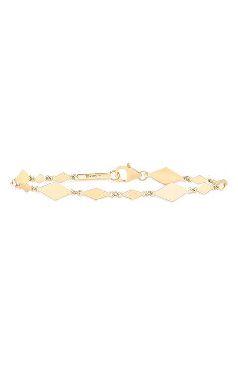 14k Gold Alternating Kite Chain Bracelet