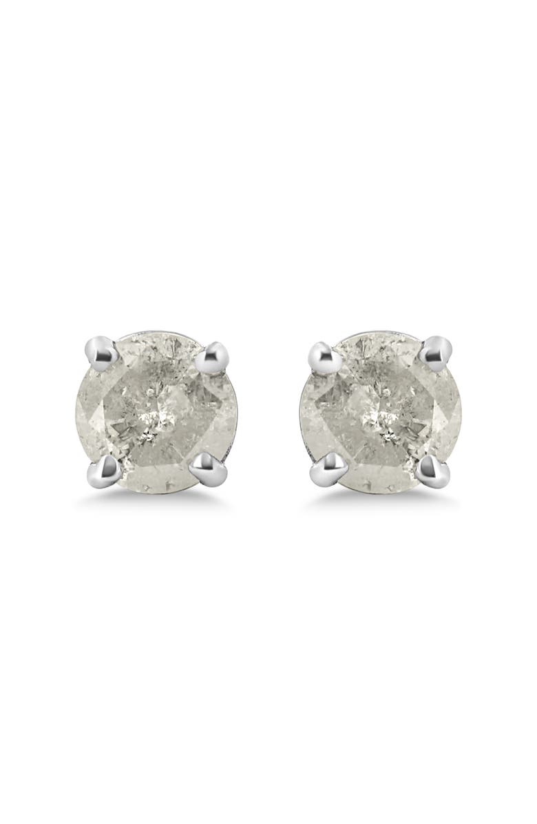 Haus of Brilliance Silver 3/4 Ct Round"Salt and Pepper" Diamond Classic Stud Earrings, Alternate, color, White