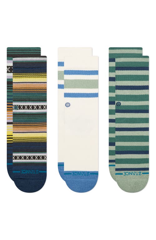 Stance Kids' Assorted 3-Pack Stripe Crew Socks in Deep Teal at Nordstrom, Size Large