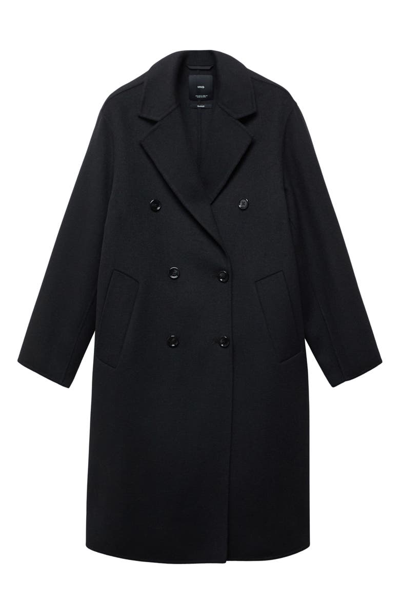 MANGO Oversize Double Breasted Coat, Alternate, color, Black