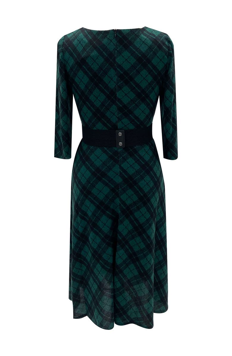 SANDRA DARREN Plaid 3/4 Sleeve Midi Dress, Alternate, color,