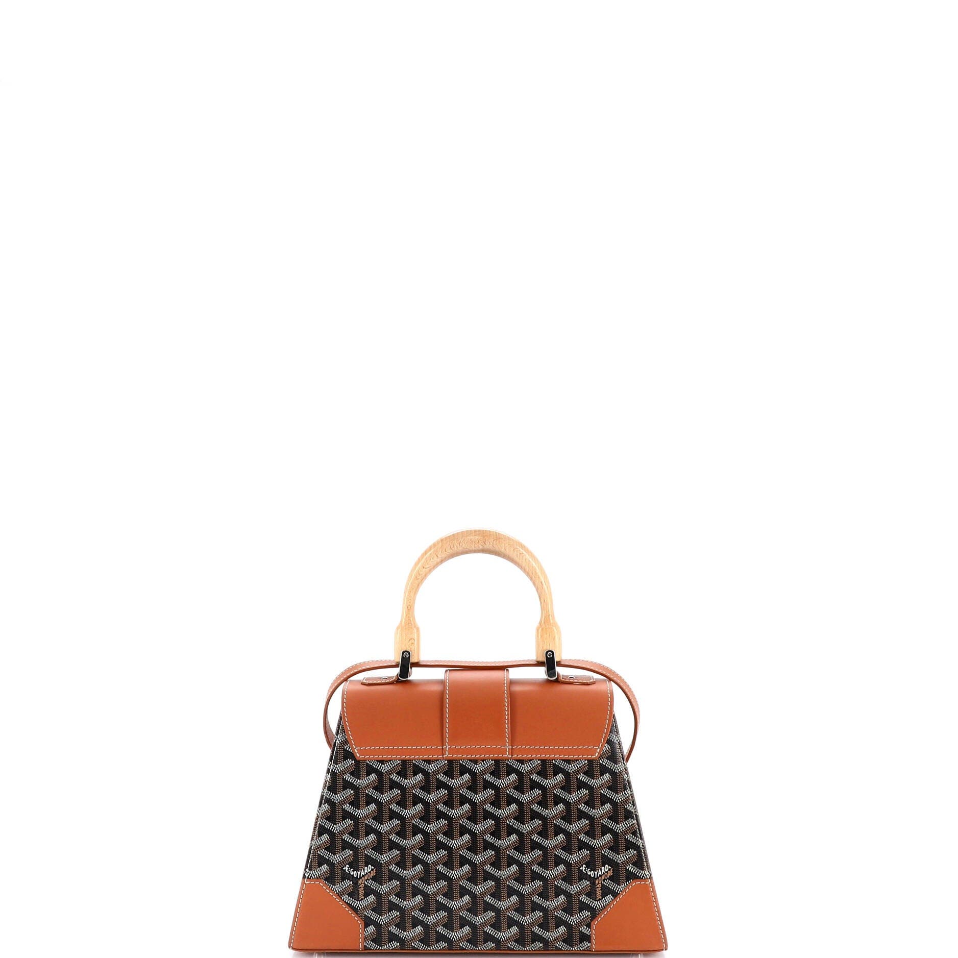 Pre-Owned Goyard Saigon Top Handle Bag Coated Canvas with Leather PM, Alternate, color, Brown