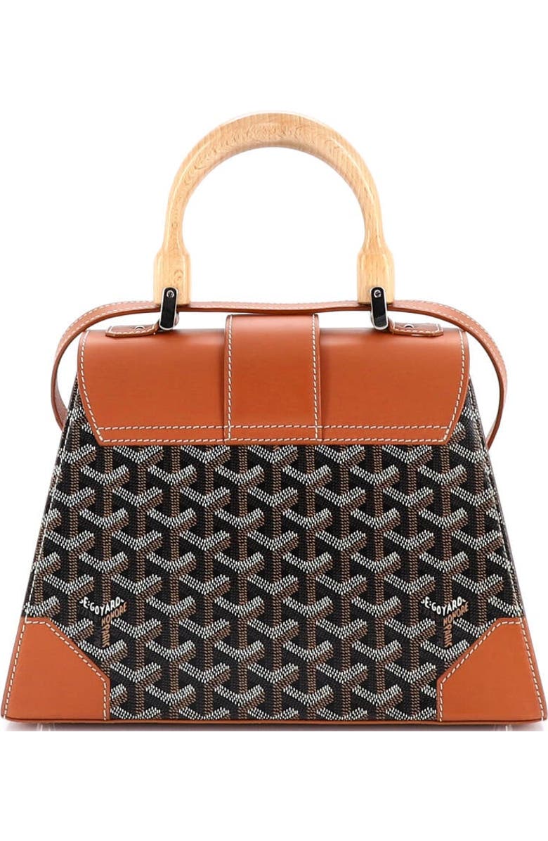 Pre-Owned Goyard Saigon Top Handle Bag Coated Canvas with Leather PM, Alternate, color, Brown