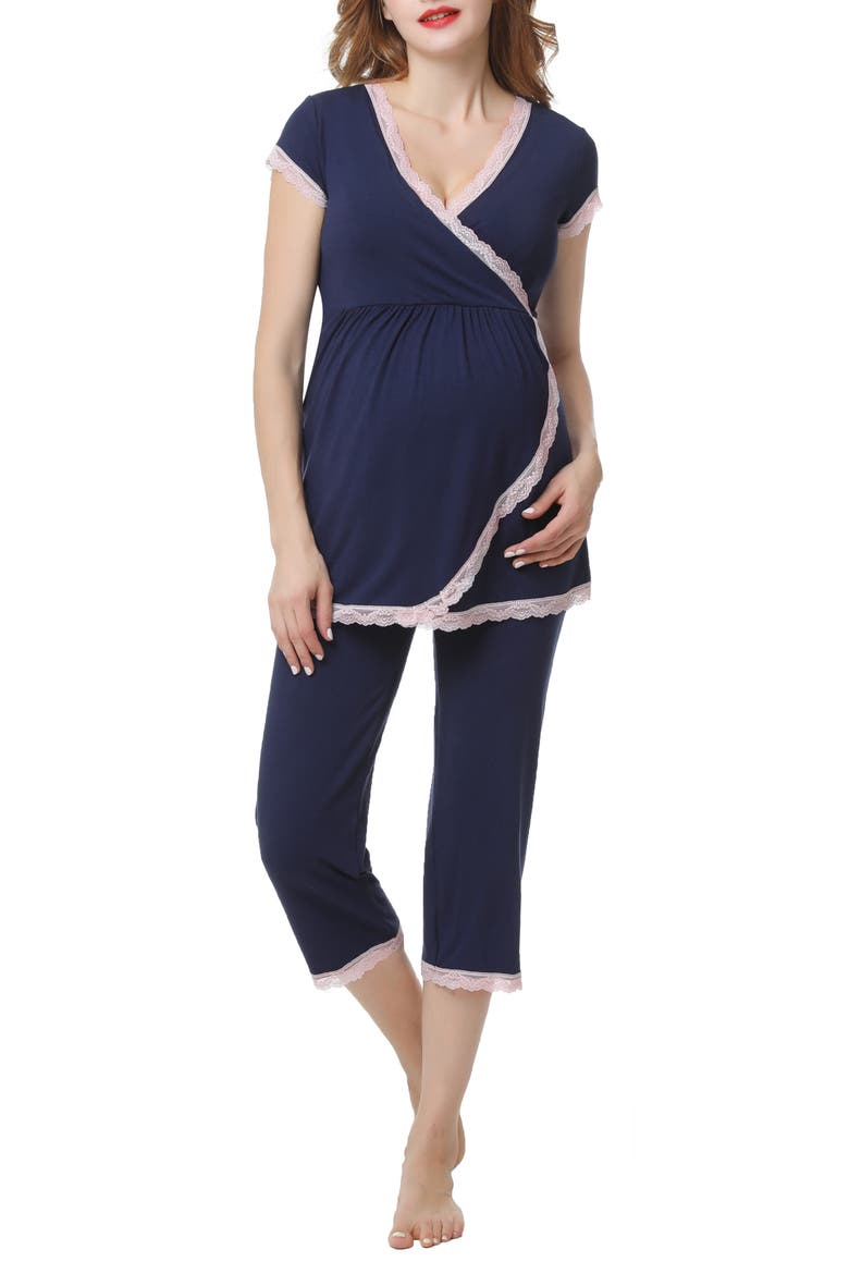 Cindy Maternity/Nursing  Pajamas Set, Main, color, NAVY