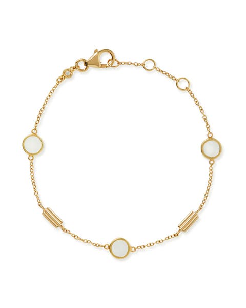 Gold Stilla Mother of Pearl Station Bracelet