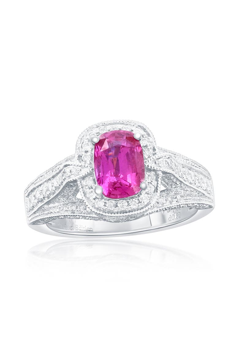 14K White Gold 1.61ct Royal Pink Sapphire & 0.82cttw Diamond Ring, Main, color, Pink