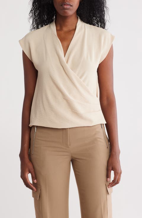 Cap Sleeve Crepe Wrap Top