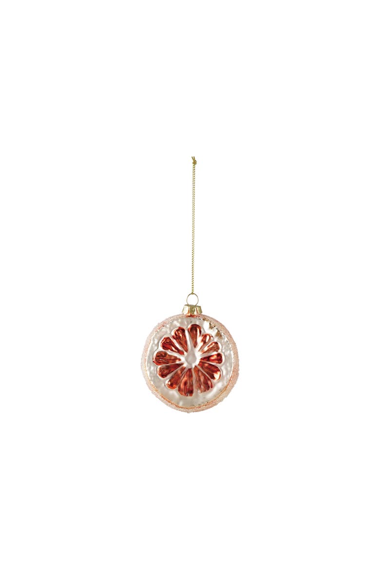 Glass Slice Ornament with Beaded Detail, Main, color, White and Orange