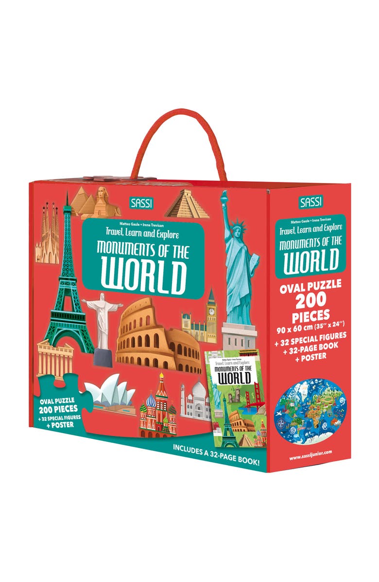 Sassi Travel, Learn and Explore Monuments Puzzle and Book Set, Main, color, Multicolored