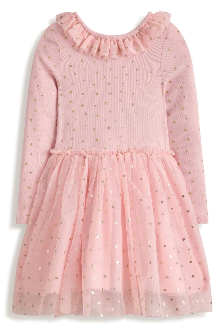 Kids' Rose Twirly Tulle Party Dress, Main, color, CHALK PINK GOLD STARS