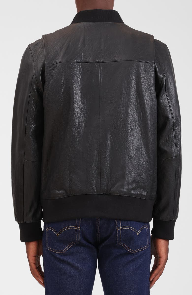 Bagatelle Leather Bomber Jacket, Alternate, color, Black
