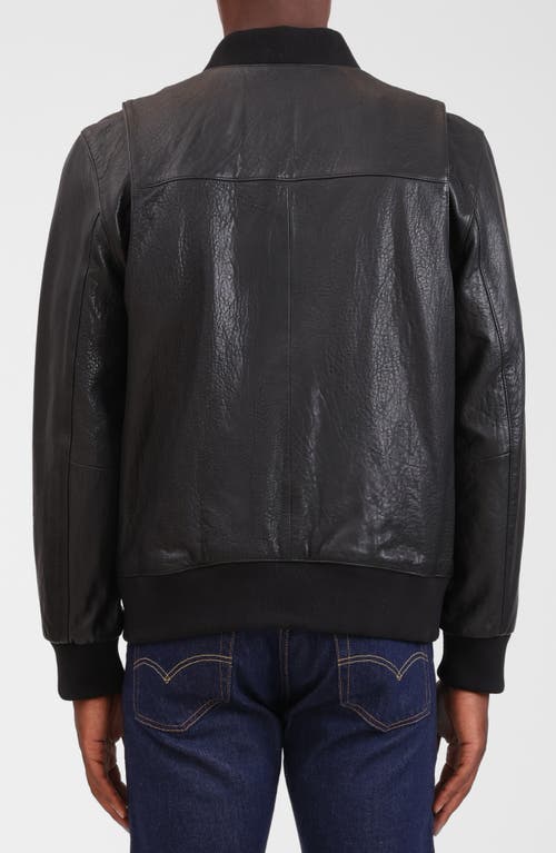 Bagatelle Leather Bomber Jacket In Black