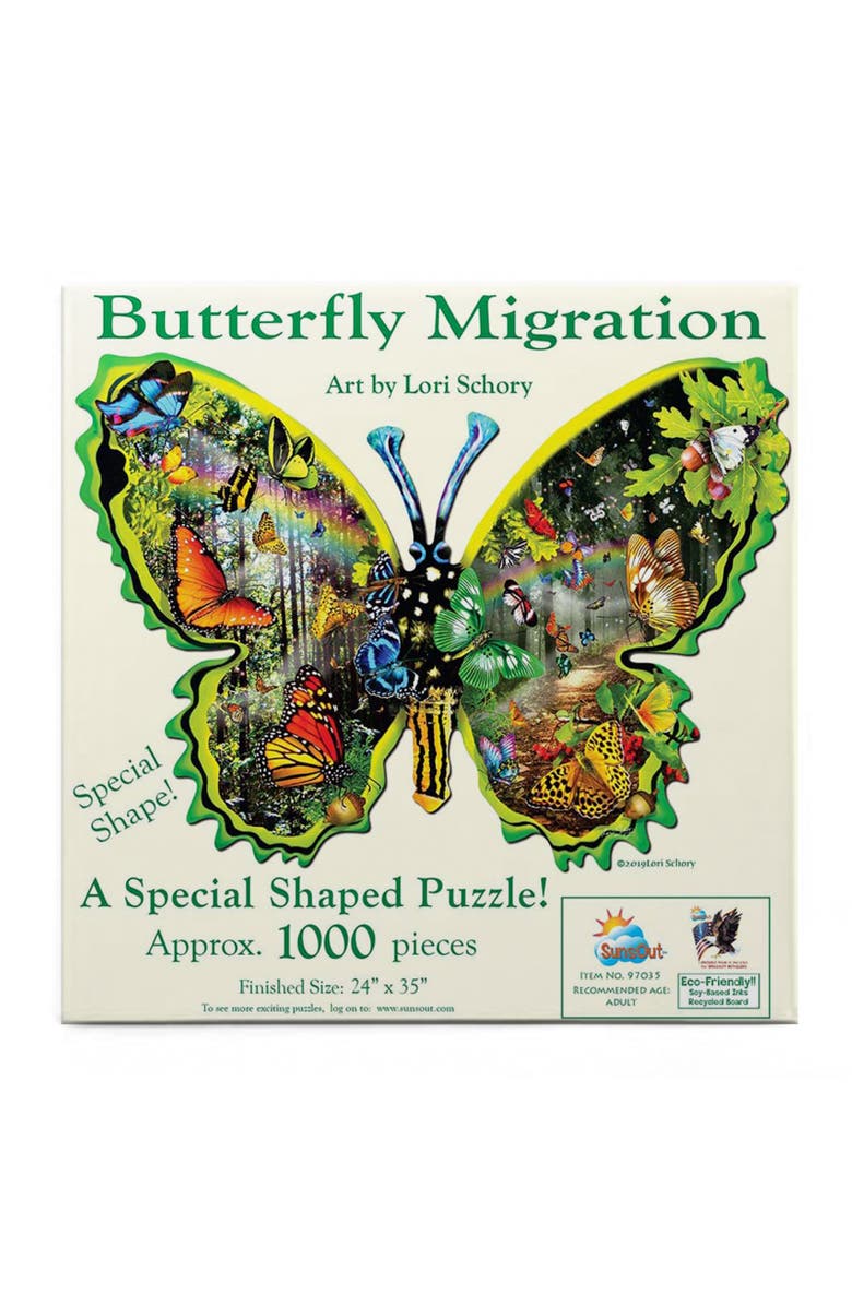 Sunsout Butterfly Migration 1000 piece Jigsaw Puzzle for Adults Special Shape, Alternate, color, Multicolor
