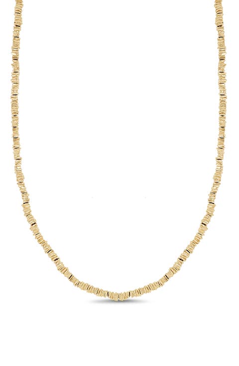 14K Gold Flat Beaded Line Necklace