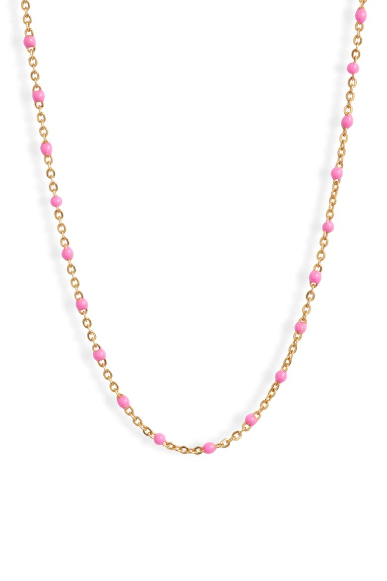Kaz Bead Station Necklace, Main, color, GOLD/ PINK