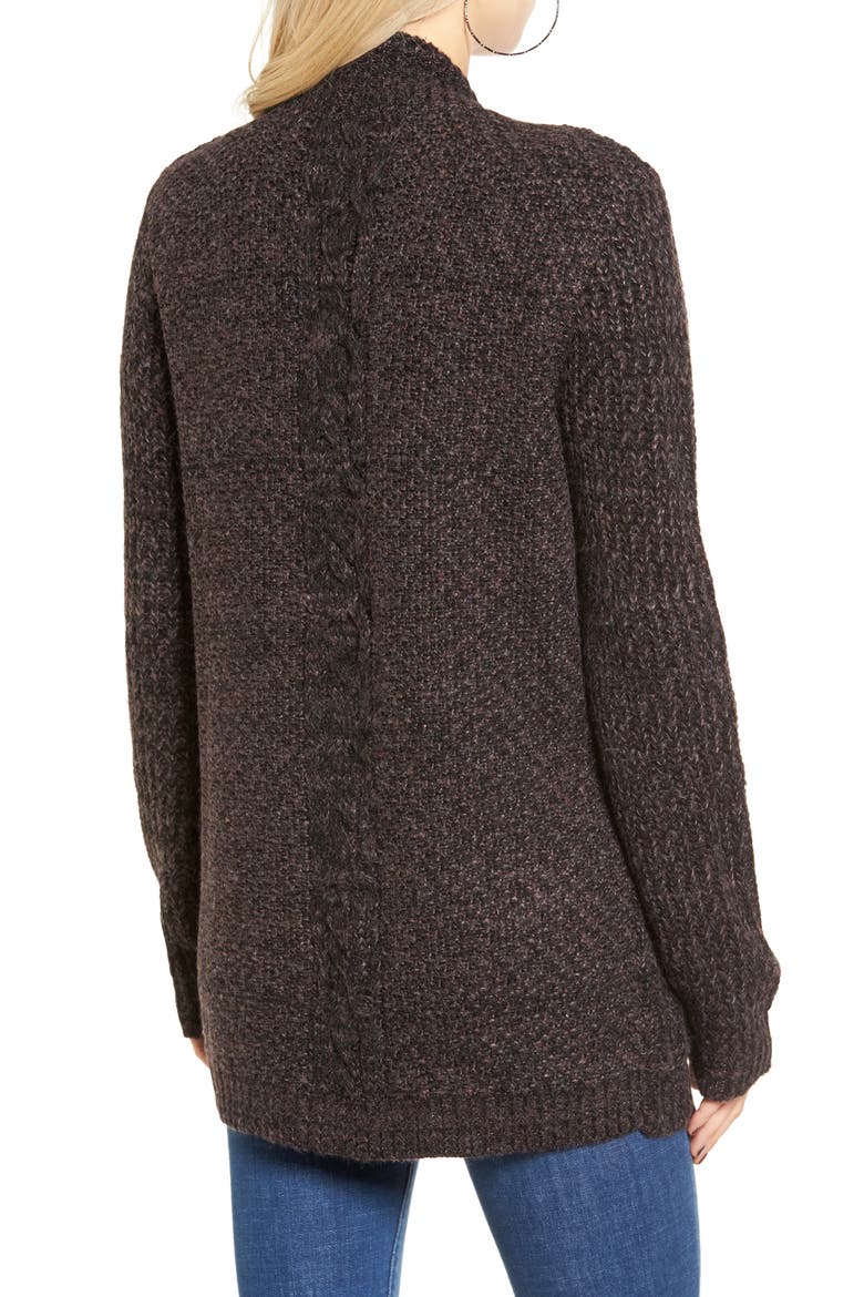 Marled Knit Open Cardigan, Alternate, color, BLACK COMBO