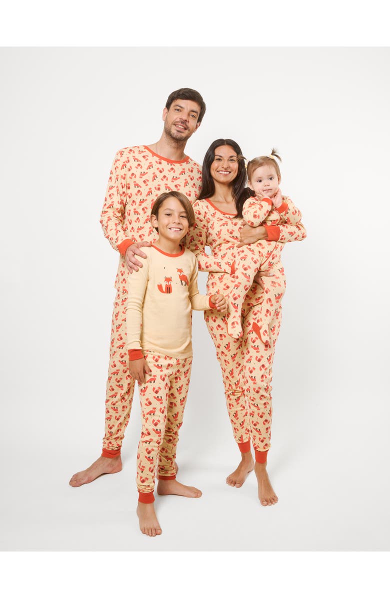 Leveret Footed Printed Cotton Matching Family Pajamas, Animal Kingdom Prints, Alternate, color, Fox