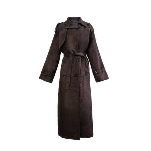 Ats Jett Suede Coat In Brown