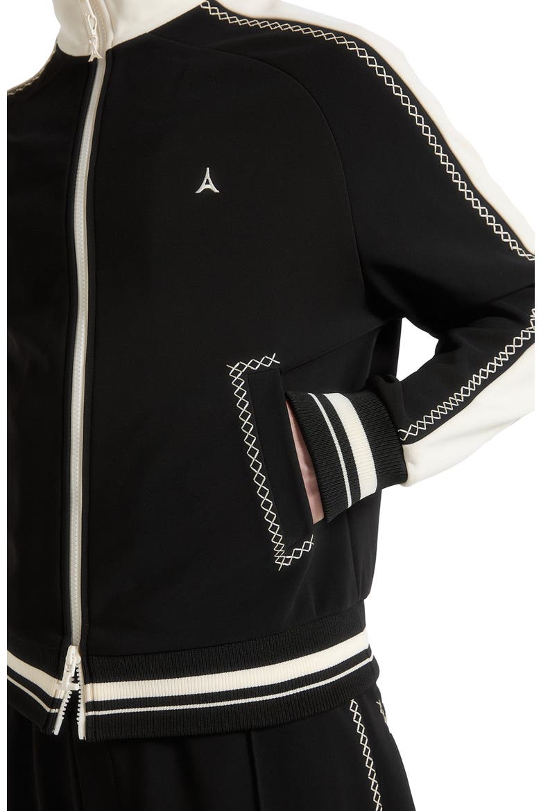 Tristan Contrast Whipstitch Raglan Track Jacket, Alternate, color, Black