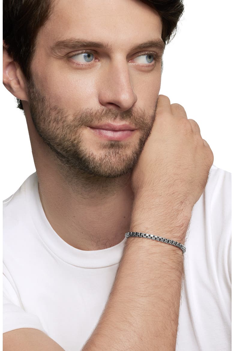Men's Double Box Chain Bracelet in Sterling Silver, 4mm, Alternate, color, SILVER