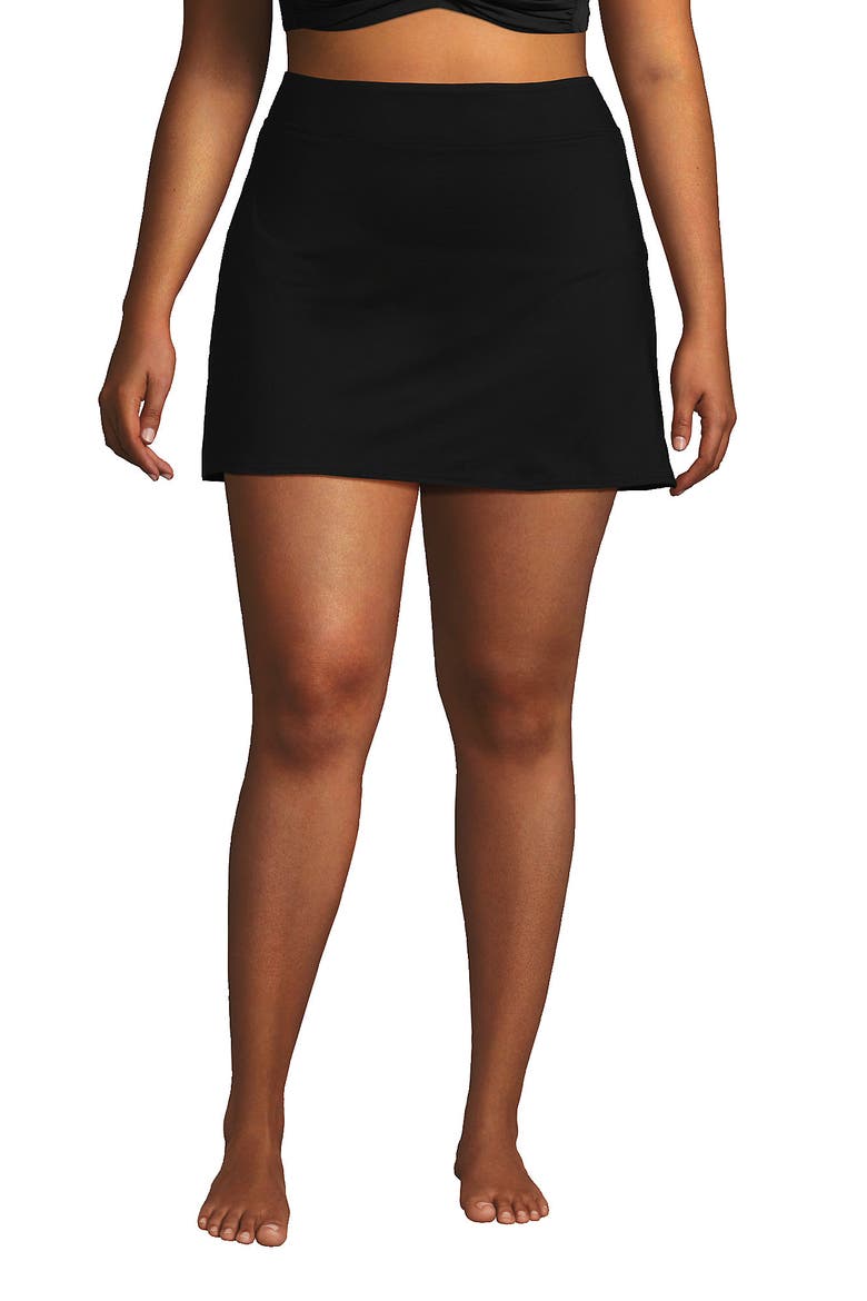 Plus Size Tummy Control Swim Skirt, Main, color, Black