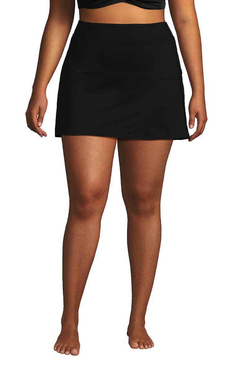 Lands' End Plus Size Tummy Control Swim Skirt, Main, color, Black