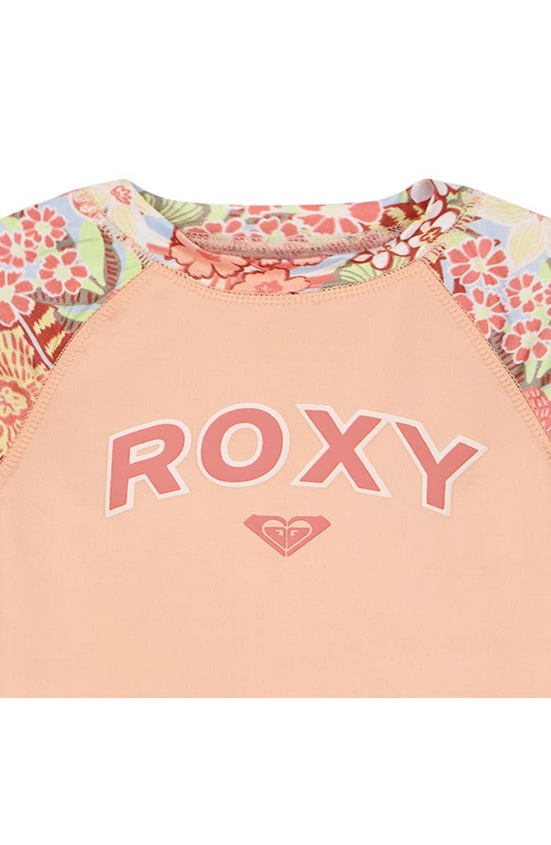 Roxy Rashguard Top & Bikini Bottoms Set, Alternate, color, Coral Multi