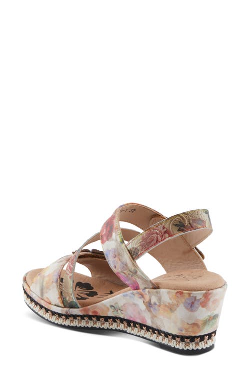 L'artiste By Spring Step Blissful Slingback Platform Wedge Sandal In Beige Multi