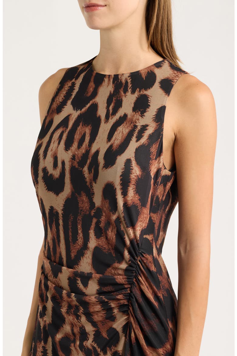 Animal Print Mesh Midi Dress, Alternate, color, BLACK MULTI