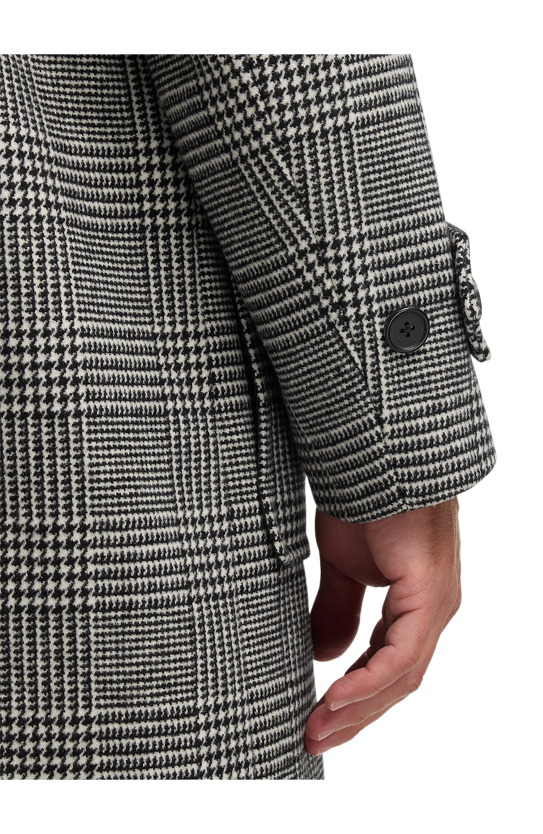Paul Fredrick Wool Blend Plaid Double Breasted Topcoat, Alternate, color, Black/White