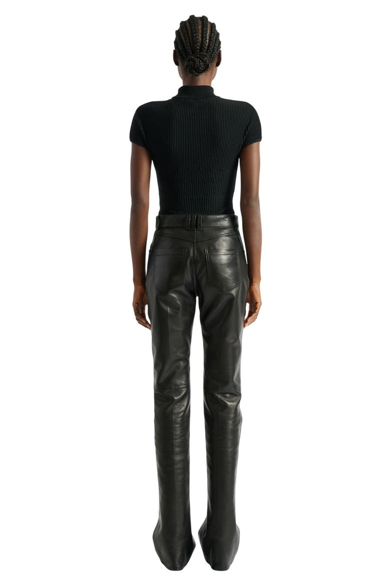 Leather high-waisted trousers, Alternate, color, black