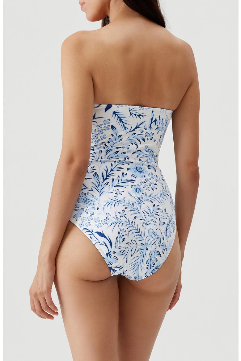 Corfu Ruffle Bandeau One-Piece Swimsuit, Alternate, color, JARDIN