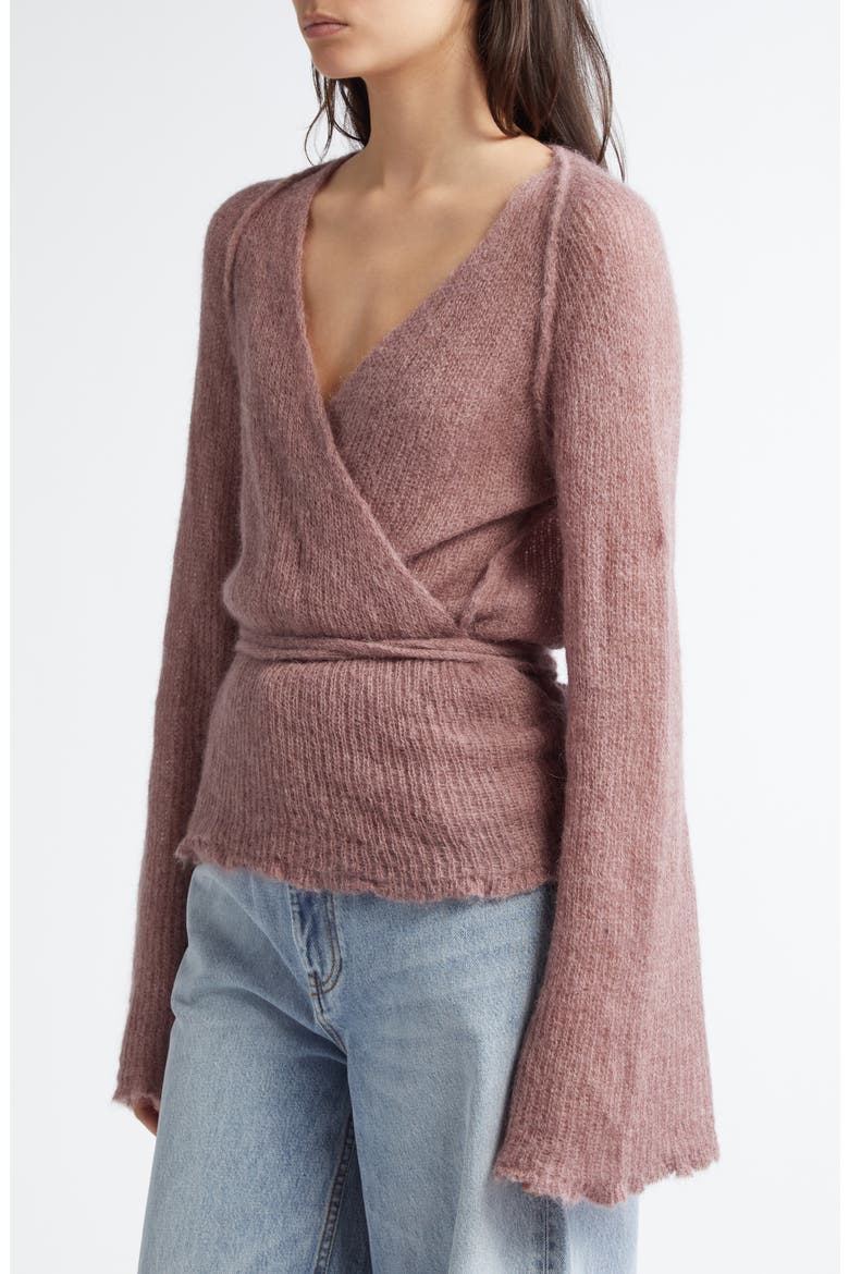 Blush Mohair & Alpaca Blend Wrap Cardigan, Alternate, color, BLUSH