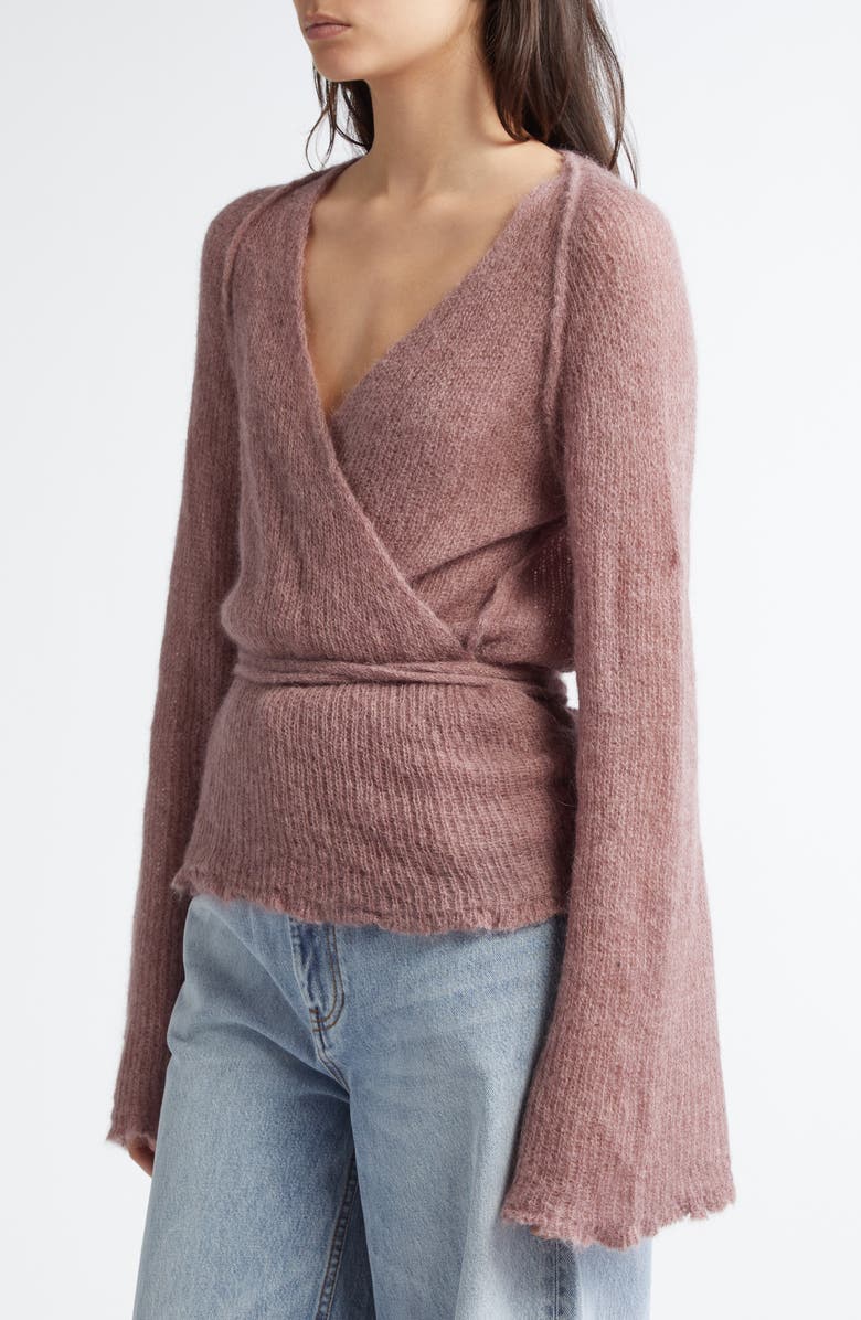 Paolina Russo Blush Mohair & Alpaca Blend Wrap Cardigan, Alternate, color, 