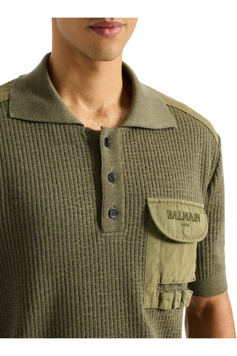 Vintage Utility ribbed knit polo, Alternate, color, khaki