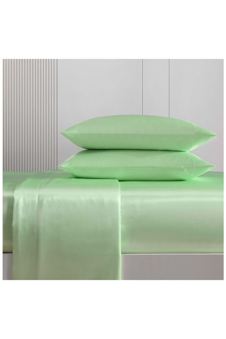 Solid Satin Sheet Set, Alternate, color, PASTEL GREEN