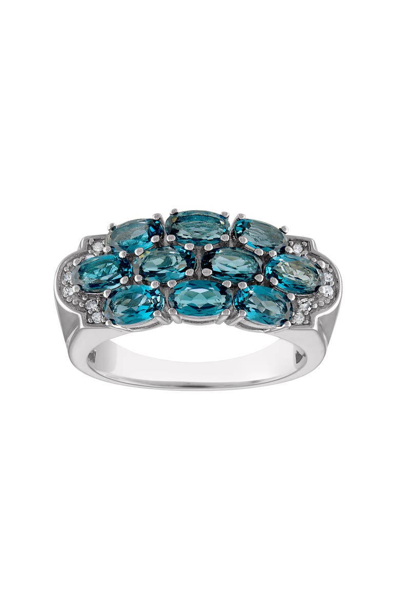 Sterling Silver London Blue Topaz & Diamond Ring, Main, color, WHITE