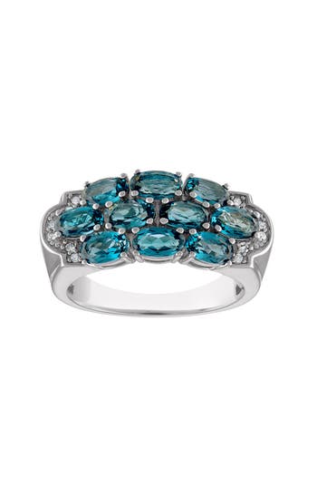 Fzn Sterling Silver London Blue Topaz & Diamond Ring In Silver/blue Topaz/diamond