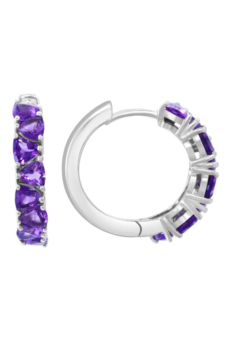 Sterling Silver Amethyst Hoop Earrings, Main, color, PURPLE