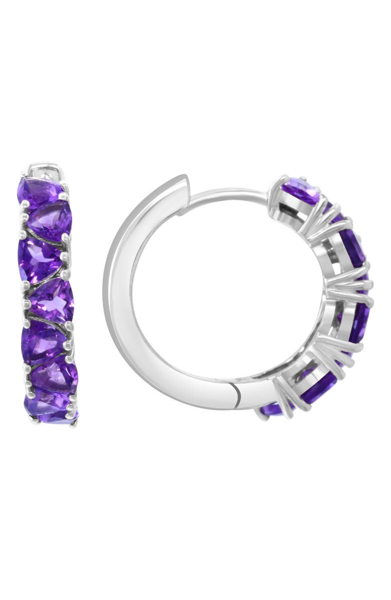 EFFY Sterling Silver Amethyst Hoop Earrings, Main, color, Purple