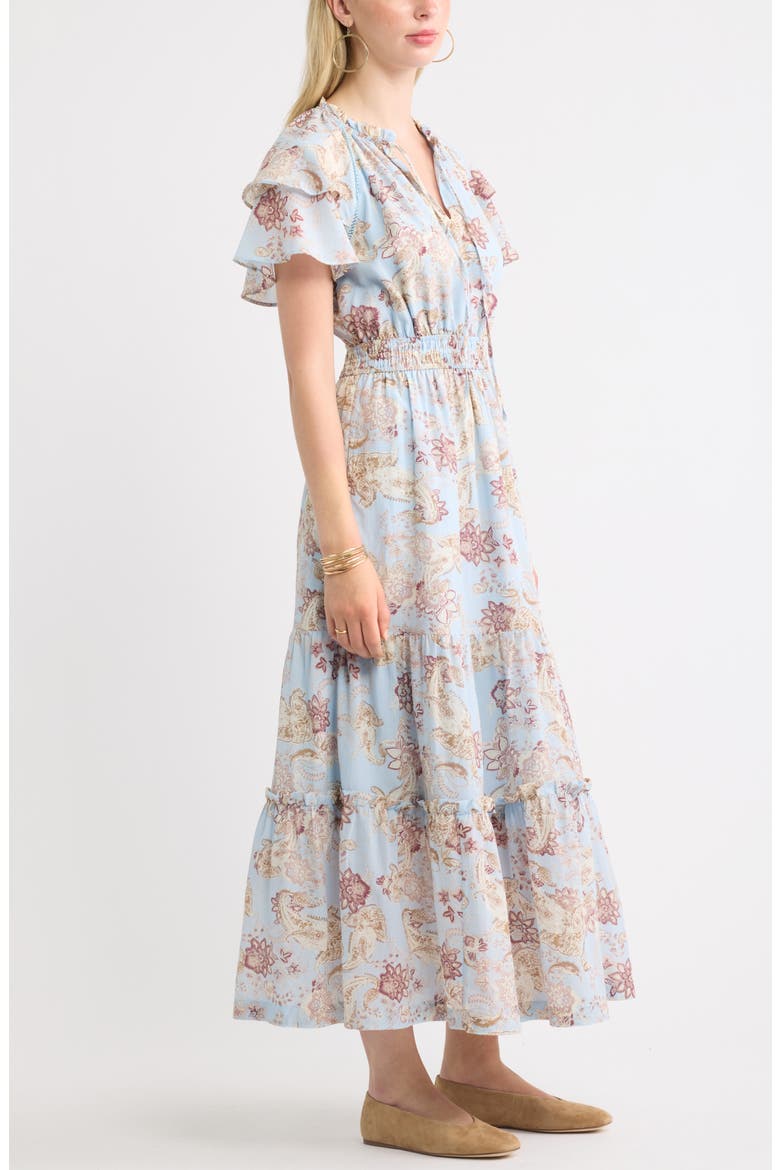 Tie Neck Maxi Dress, Alternate, color, BLUE PAISLY BLOOM