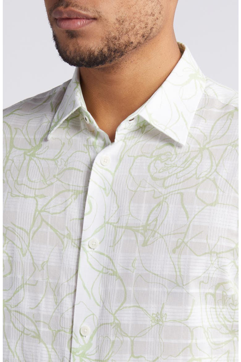 Cavu Floral Short Sleeve Cotton Button-Up Shirt, Alternate, color, WHITE