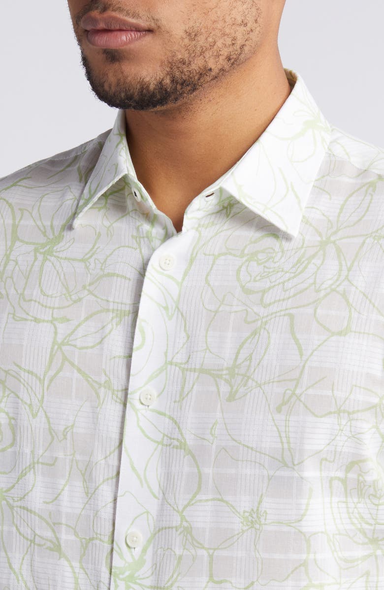 Ted Baker London Cavu Floral Short Sleeve Cotton Button-Up Shirt, Alternate, color, 