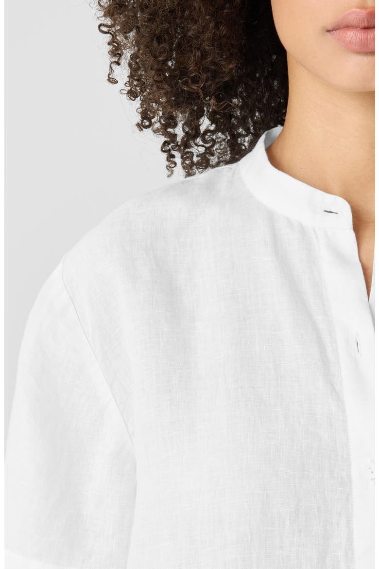 Short Sleeve Organic Linen Button-Up Shirt, Alternate, color, WHITE