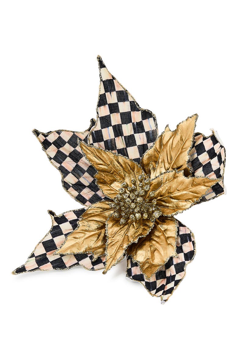 Courtly Noel Poinsettia Clip, Main, color, GOLD