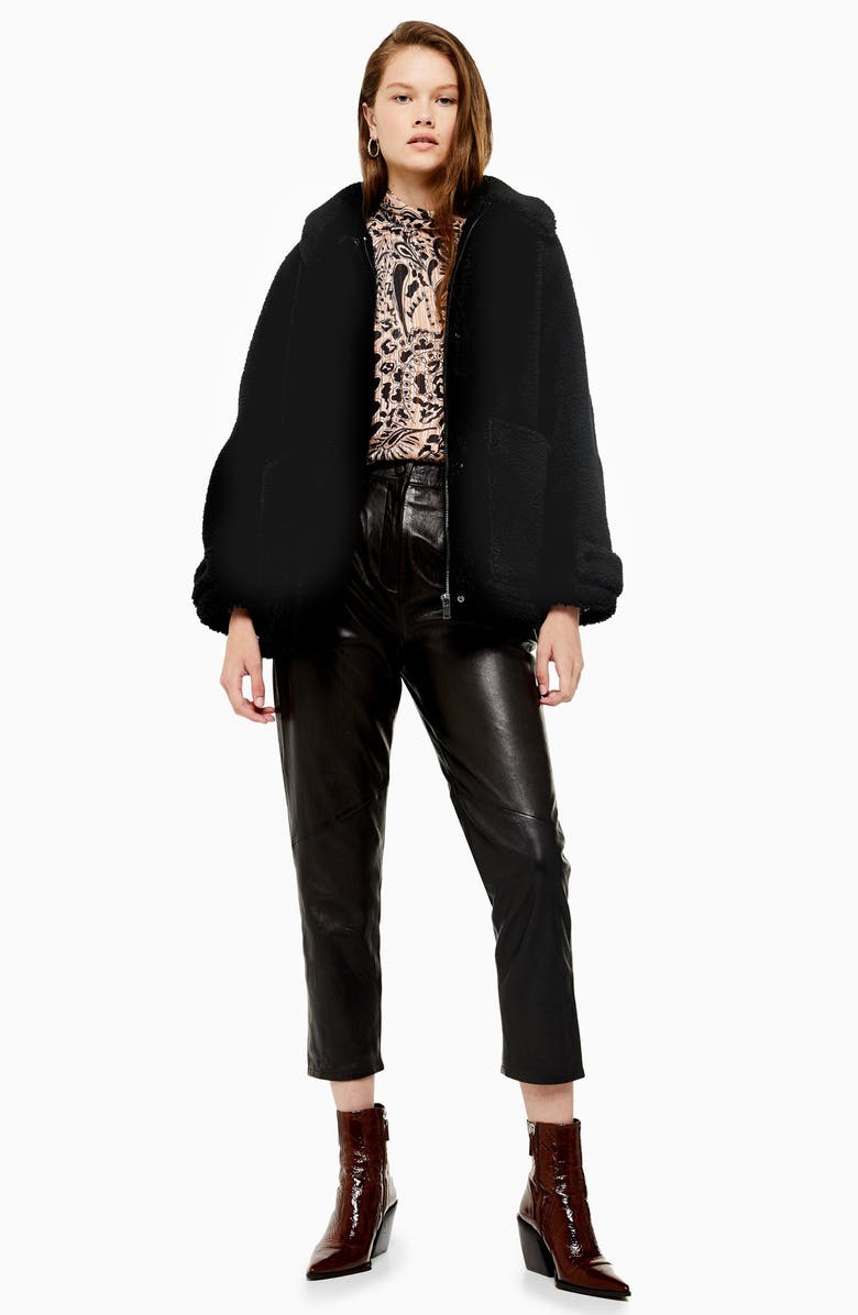 Topshop Fleece Jacket, Alternate, color,